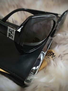 Fendi Black Sunglasses with Crystal-Accented Temples